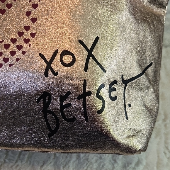 Betsey Johnson Gold and Pink Metallic Tote Bag - Picture 2 of 5